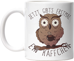 Jetzt gibts erstmal ein Käffchen Eule Lustige Kaffeetassee online kaufen Geschenkidee