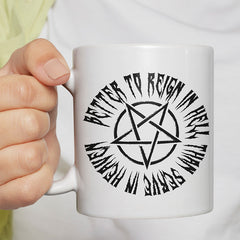 Lieber in der Hölle regieren als im Himmel dienen Lustige Kaffeetassee online kaufen Geschenkidee