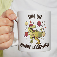 Bin da kann losgehen T Rex 2 Lustige Kaffeetassee online kaufen Geschenkidee