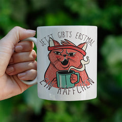 Jetzt gibts erstmal ein Käffchen Katze 2 Lustige Kaffeetassee online kaufen Geschenkidee