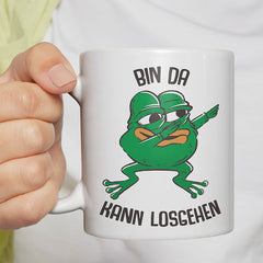 Bin da kann losgehen Frosch Lustige Kaffeetassee online kaufen Geschenkidee
