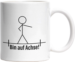 Strichmännchen Ich bin auf Achse Witzige Tasse kaufen Geschenk