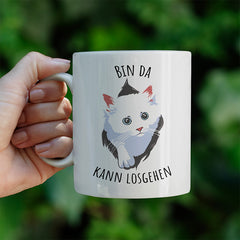 Bin da kann losgehen Katze Lustige Kaffeetassee online kaufen Geschenkidee