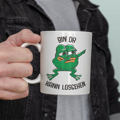 Bin da kann losgehen Frosch Lustige Kaffeetassee online kaufen Geschenkidee