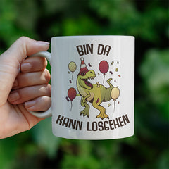 Bin da kann losgehen T Rex 2 Lustige Kaffeetassee online kaufen Geschenkidee