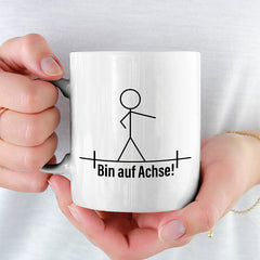 Strichmännchen Ich bin auf Achse Lustige Kaffeetassee online kaufen Geschenkidee