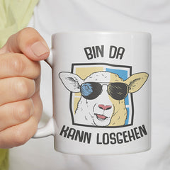 Bin da kann losgehen Schaaf Lustige Kaffeetassee online kaufen Geschenkidee