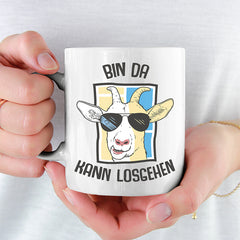 Bin da kann losgehen Ziege Lustige Kaffeetassee online kaufen Geschenkidee