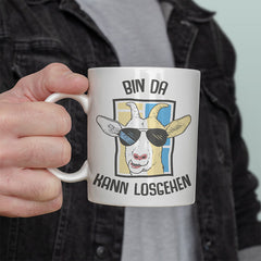 Bin da kann losgehen Ziege Lustige Kaffeetassee online kaufen Geschenkidee