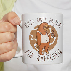 Jetzt gibts erstmal ein Käffchen Faultier 4 Lustige Kaffeetassee online kaufen Geschenkidee