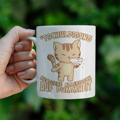 Tschuldigung reagiere allergisch auf Dummheit Katze 1 Lustige Kaffeetassee online kaufen Geschenkidee