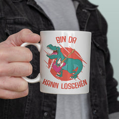Bin da kann losgehen T Rex 1 Lustige Kaffeetassee online kaufen Geschenkidee