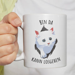 Bin da kann losgehen Katze Lustige Kaffeetassee online kaufen Geschenkidee