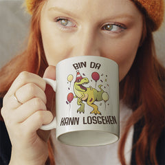 Bin da kann losgehen T Rex 2 Lustige Kaffeetassee online kaufen Geschenkidee