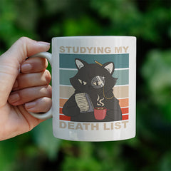 Studying my death list Katze Lustige Kaffeetassee online kaufen Geschenkidee