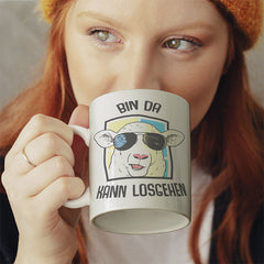 Bin da kann losgehen Schaaf Lustige Kaffeetassee online kaufen Geschenkidee