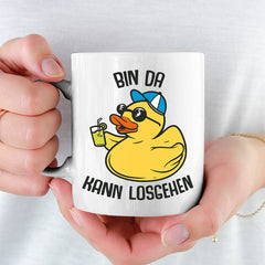 Bin da kann losgehen Badeentchen Lustige Kaffeetassee online kaufen Geschenkidee
