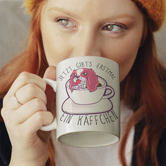 Jetzt gibts erstmal ein Käffchen Hund Lustige Kaffeetassee online kaufen Geschenkidee