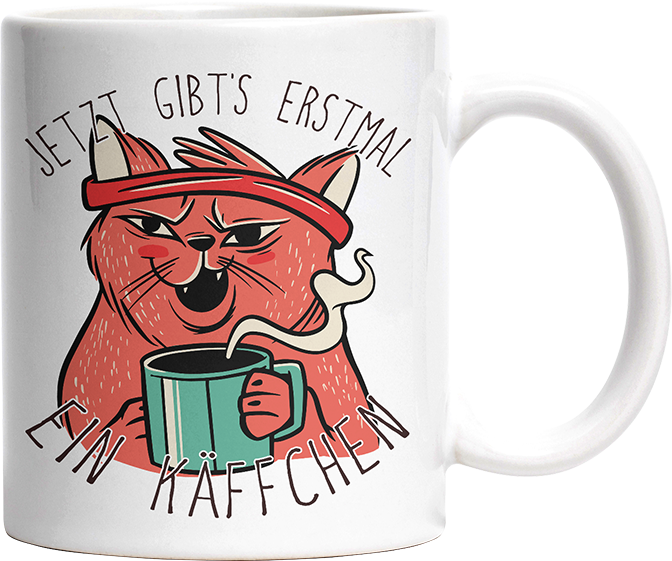 Jetzt gibts erstmal ein Käffchen Katze 2 Witzige Tasse kaufen Geschenk