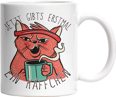 Jetzt gibts erstmal ein Käffchen Katze 2 Witzige Tasse kaufen Geschenk