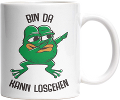 Bin da kann losgehen Frosch Witzige Tasse kaufen Geschenk