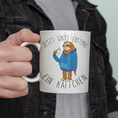 Jetzt gibts erstmal ein Käffchen Faultier 5 Lustige Kaffeetassee online kaufen Geschenkidee