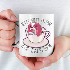 Jetzt gibts erstmal ein Käffchen Hund Lustige Kaffeetassee online kaufen Geschenkidee