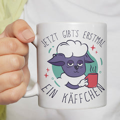 Jetzt gibts erstmal ein Käffchen Schaaf Lustige Kaffeetassee online kaufen Geschenkidee