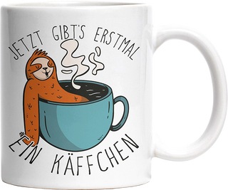 Jetzt gibts erstmal ein Käffchen Faultier 1 Witzige Tasse kaufen Geschenk