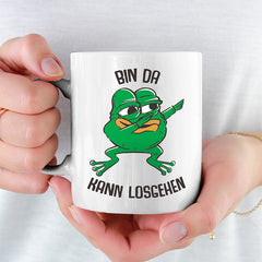 Bin da kann losgehen Frosch Lustige Kaffeetassee online kaufen Geschenkidee