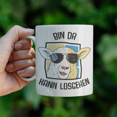 Bin da kann losgehen Schaaf Lustige Kaffeetassee online kaufen Geschenkidee