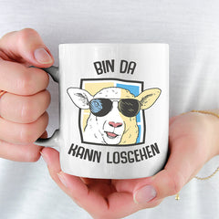 Bin da kann losgehen Schaaf Lustige Kaffeetassee online kaufen Geschenkidee