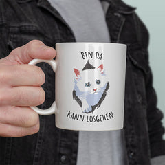 Bin da kann losgehen Katze Lustige Kaffeetassee online kaufen Geschenkidee