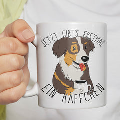 Jetzt gibts erstmal ein Käffchen Hund Australian Shepherd Lustige Kaffeetassee online kaufen Geschenkidee