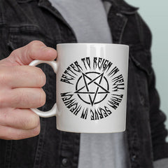 Lieber in der Hölle regieren als im Himmel dienen Lustige Kaffeetassee online kaufen Geschenkidee