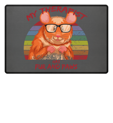 Zeigt susser hamster cooler spruch mein therapeut hat fell und pfoten retrochic fussmatte in Farbe Dunkel-Blau