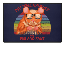 Zeigt susser hamster cooler spruch mein therapeut hat fell und pfoten retrochic fussmatte in Farbe Braun