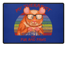 Zeigt susser hamster cooler spruch mein therapeut hat fell und pfoten retrochic fussmatte in Farbe Weiß