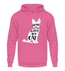 Zeigt home is where my cat is unisex kapuzenpullover hoodie in Farbe Jet Black