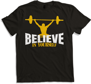 Believe in Yourself Man Jerk Clean Workout Weightlifting