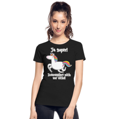 Ja super Einhorn Sprüche | Frauen Premium Bio T-Shirt - Schwarz