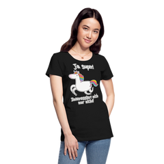 Ja super Einhorn Sprüche | Frauen Premium Bio T-Shirt - Schwarz