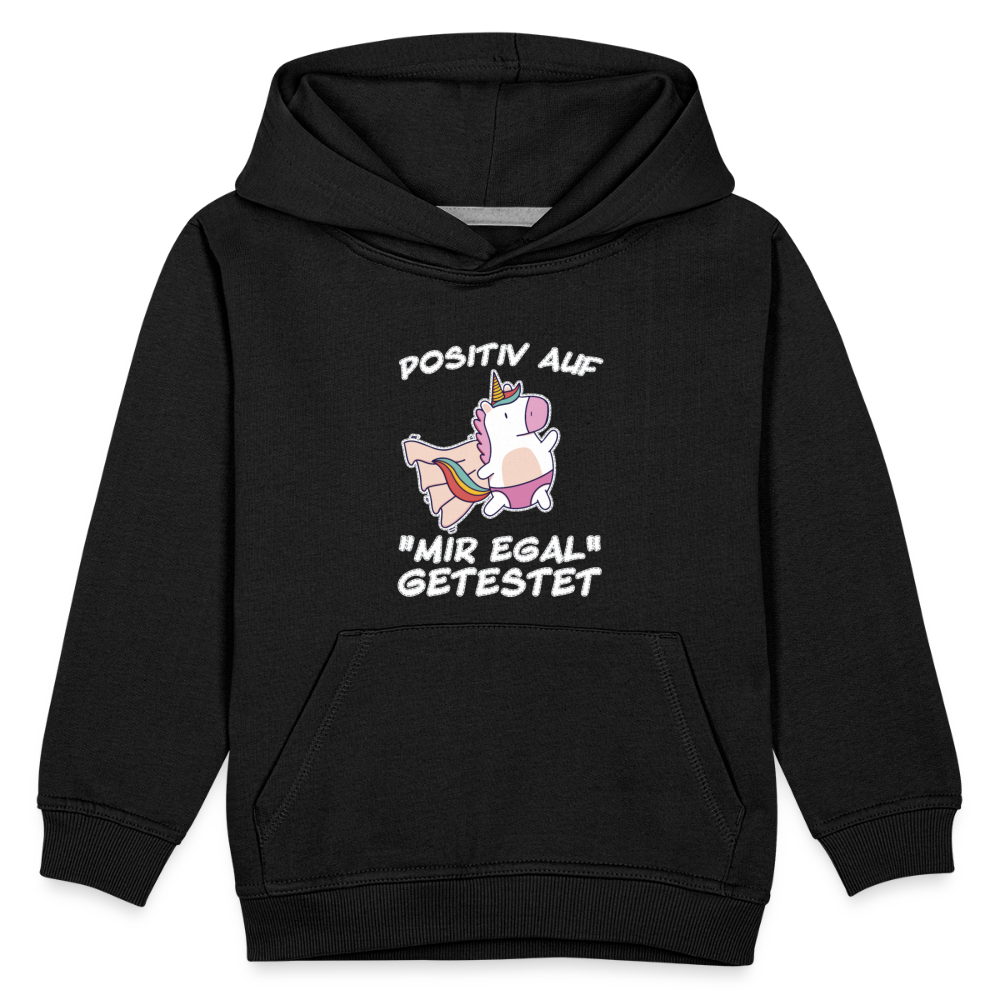 Positiv auf "mir egal" getestet Frecher Kinder Premium Hoodie mit Einhorn für Mädchen und Jungen Geschenk für die Tochter - Schwarz