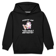 Positiv auf "mir egal" getestet Frecher Kinder Premium Hoodie mit Einhorn für Mädchen und Jungen Geschenk für die Tochter - Schwarz