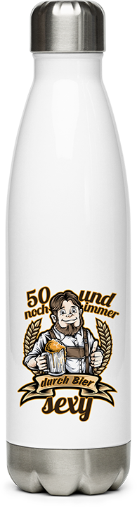 Produktbild von Edelstahlflasche 50. Geburtstag Party Herren Lustiger Bier Spruch Biertrinker