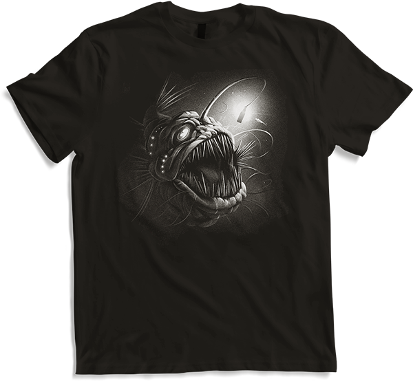 Anglerfish with glowing beer bottle Horror Beer Quote