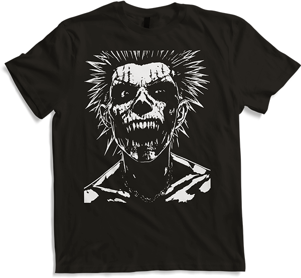 Anarchy Fan Skull with Mohawk Crazy Antisocial Punk