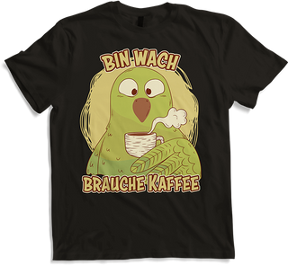 Produktbild von T-Shirt Bin wach brauche Kaffee Sprüche Vögel Wellensittich Sprüche