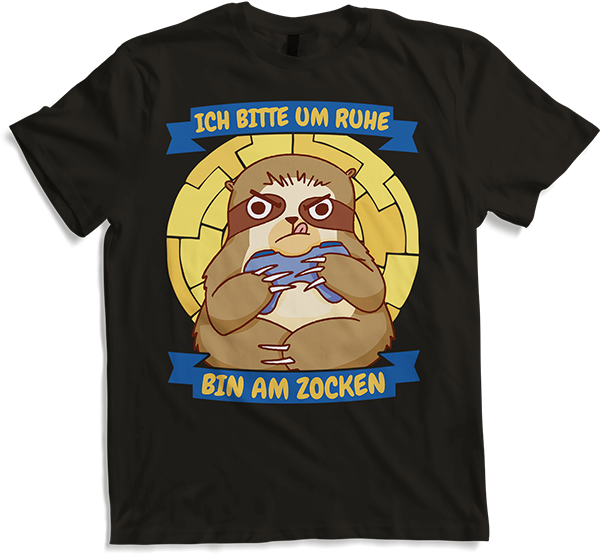 Produktbild von T-Shirt Bitte um Ruhe bin am zocken Gamer Sprüche Faultier Zocker