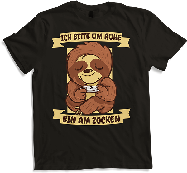 Produktbild von T-Shirt Bitte um Ruhe bin am zocken Gamer Sprüche Faultier Zocker
